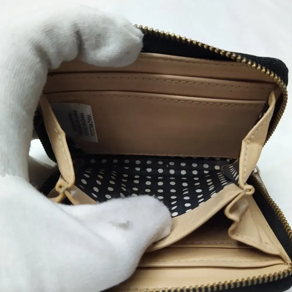 Kate Spade Black Leather Zip Around Credit Card Square Wallet